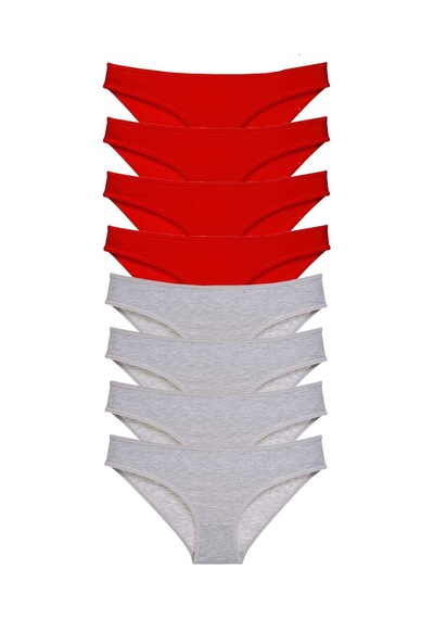 Royaleks 8 adet Süper Eko Set Likralı Kadın Slip Külot Kırmızı Gri RYL-EKO8014 Gri
