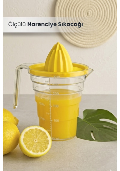 Masterchef Ölçülü Narenciye Sıkacağı 500 Ml. Portakal Sıkacağı Ve Limon Sıkacağı Şeffaf - Sarı