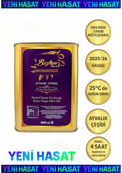 3 LT Natürel Sızma Zeytinyağı (2025/26) – Soğuk Sıkım, Filtresiz