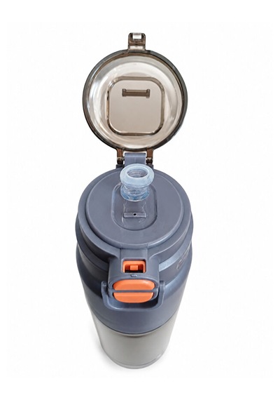 Çift Kapaklı Matara Suluk 920 Ml 2 Farklı İçim Seçeneği, Spor Ve Günlük Kullanım Gri