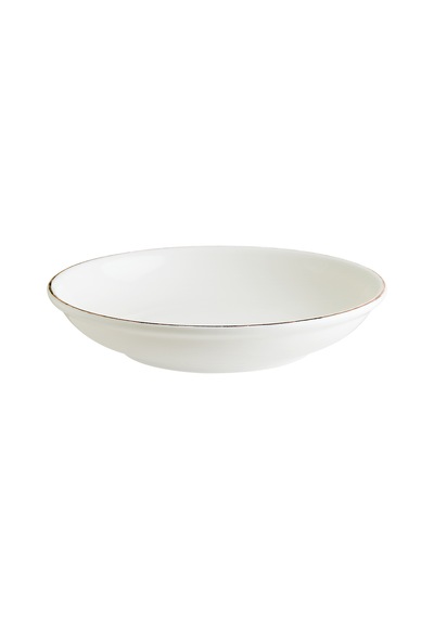 Retro Gourmet 12 Adet 15 Cm 330 Cc Kahverengi Kenar Çizgili Porselen Çukur Tabak