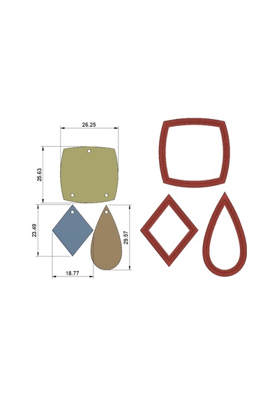 Polimer Kil Küpe Kalıbı Model 00014