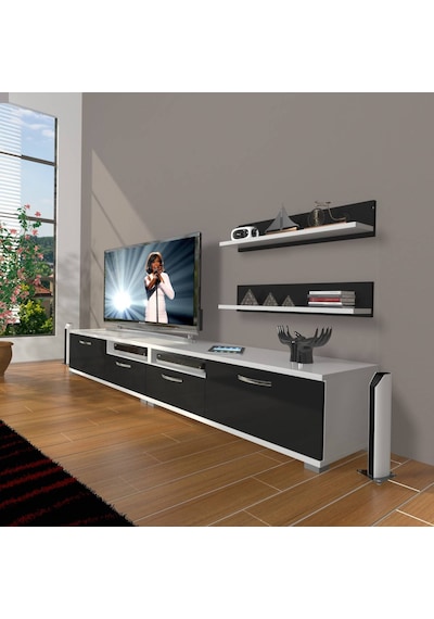 Decoraktiv Eko 220r Mdf Tv Ünitesi Tv Sehpası Beyaz - Siyah
