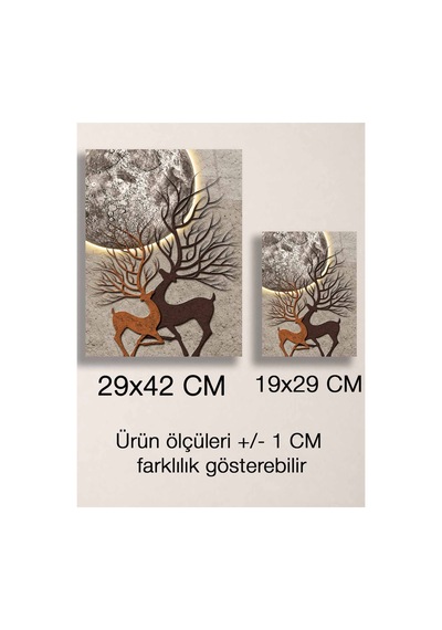 Geyik Ve Ay Temalı Metal Tablo - Rustik Duvar Dekoru, Metal Poster Wall Art Çok Renkli - 923194703 Çok Renkli - 923194703 Çok Renkli
