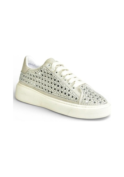 Fox Shoes Y444708402 Siyah Süet Taş Detaylı Kadın Spor Ayakkabı Sneakers Gümüş