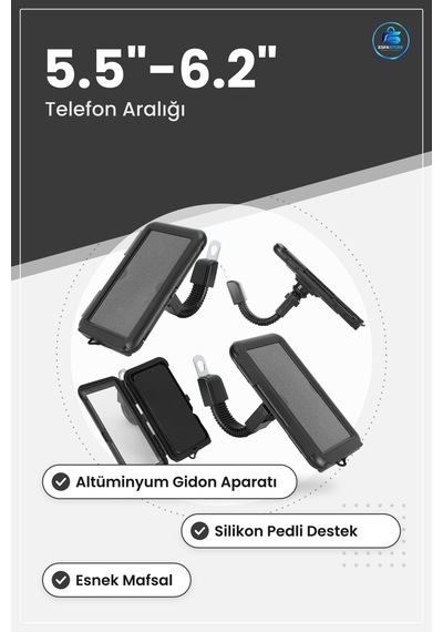 Motosiklet Smart Bar Telefon Tutucu 5.5 6.2 İnç Altüminyum Gidon Çok Renkli