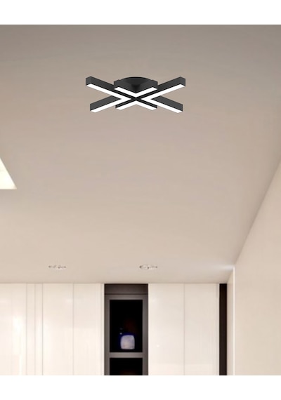 Arana Siyah Kasa, Beyaz Işık Modern Plafonyer Led Avize Siyah