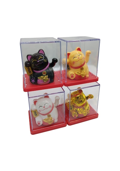 Dörtlü Maneki Neko El Sallayan Şans Kedisi Güneş Enerjili Set No05hdy
