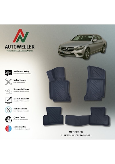 Mercedes-benz C Serisi 2014-2021 W205 Uyumlu Havuzlu Oto Paspas