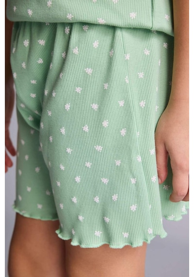 Defacto Regular Fıt Puantiyeli Fitilli Kaşkorse 2li Pijama Takımı Kız Çocuk H8103a826hsgn1136 Yeşil-gn1136