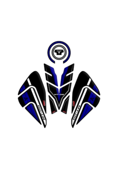 GP Kompozit Yamaha MT-09 2021-2022 Uyumlu Tank Pad Seti Siyah-Mavi