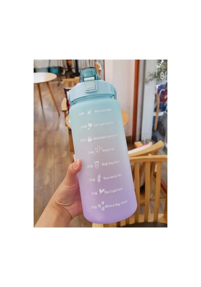 Delux Serisi Matara Büyük Suluk Antrenman Suluğu Günlük Motivasyon Su Matarası 2 Litre Çok Renkli