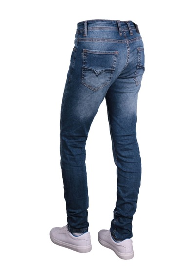 Erkek Mavi Denim Perç İşlemeli Pantolon Mavi