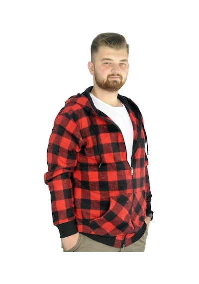 Mode Xl Erkek Oduncu Kapsonlu Sweat Pocket 21574 Kırmızı 001