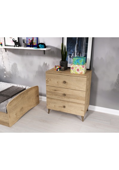 Soft Çocuk Odası Takımı Meşe - 3 Kapaklı 2 Çekmeceli Gardırop, Karyola, 3 Çekmeceli Şifonyer Soft Çocuk Odası Takımı Meşe - 3 Kapaklı 2 Çekmeceli Gardırop, Karyola, 3 Çekmeceli Şifonyer