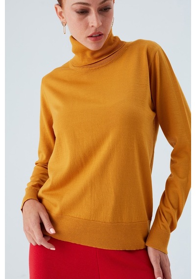 Peraluna Valerıa Pullover Boğazlı İnce Kadın Triko Kazak Sarı-sarı Sarı