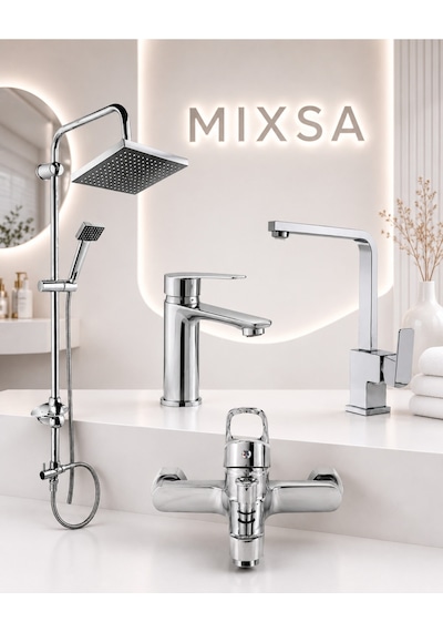Premium Avantajlı 4'lü Robot Duş Seti Banyo-mutfak-lavabo Bataryası Çeşmesi Musluğu Lüx Set Krom
