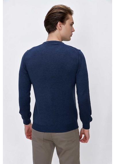 Morven Basic Dinamik Fit Rahat Kesim Bisiklet Yaka Triko Kazak 99kc017005308 İndigo