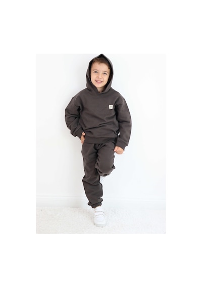 Miababy Unisex Kapşonlu Eşofman Takımı Kahverengi