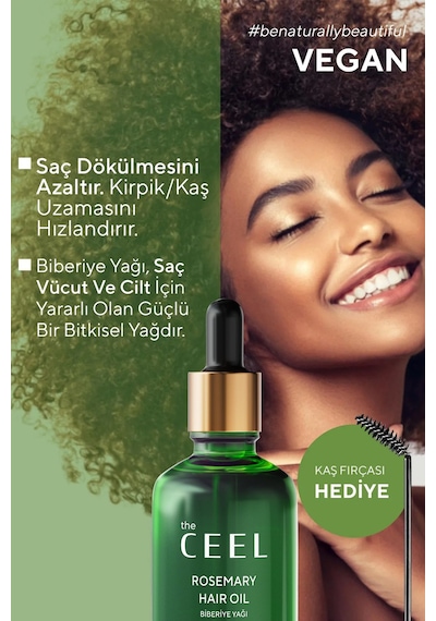 The Ceel 2'li Biberiye Yağı Sac Dökülmesi ve Aşırı Yıpranmış Saçlar için Biotin Özlü Saç Bakımı 50 ml
