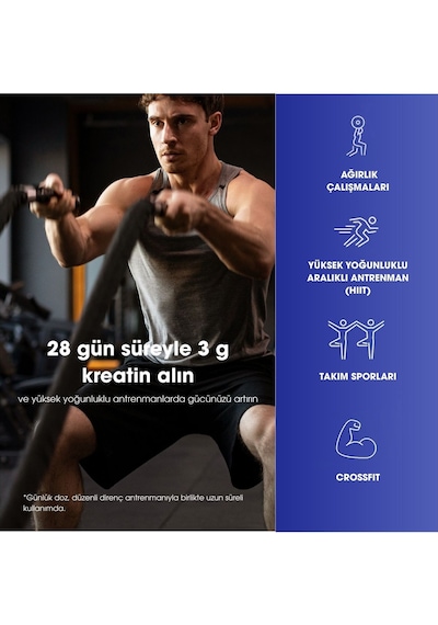 Kreatin Monohidrat Blue Raspberry Aromalı 247.5 G 55 Servis Kas Gücü Ve Desteği Tropikal Meyveli