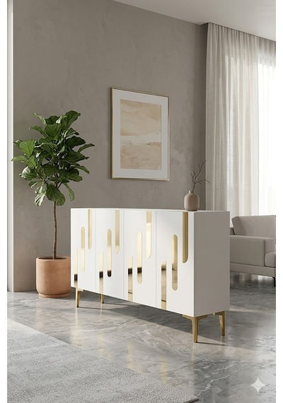 Ka1229bg Ece Konsol Ve Tv Sehpası Beyaz-gold 120cm Ka1229bg Ece Konsol Ve Tv Sehpası Beyaz-gold 120cm