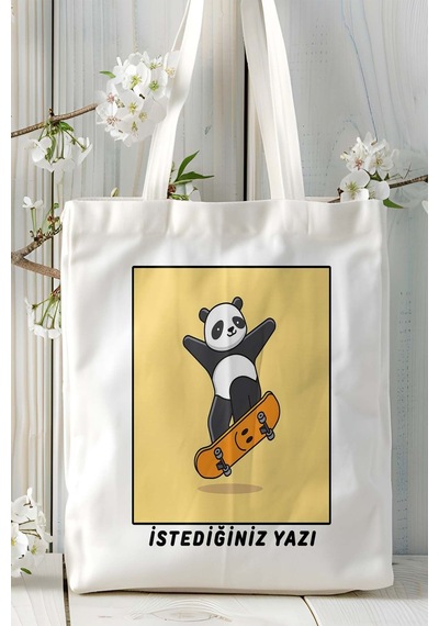 Art Hediye Panda Baskılı Omuz Çanta Kişiye Özel Model 6 Çok Renkli