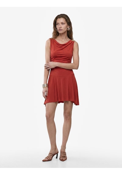 Koton Koton X Melis Ağazat - Slim Fit Aksesuar Detaylı Asimetrik Kesim Tek Omuz Mini Elbise Turuncu 6sak80312ek