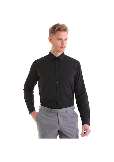 Hatemoğlu Slim Fit Pamuklu Uzun Kollu Erkek Gömlek Siyah