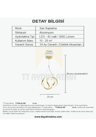 Tt306-25-sr Tt Aydınlatma Orta Kavis Sarı Kaplama Gün Işığı L Gold Kasa