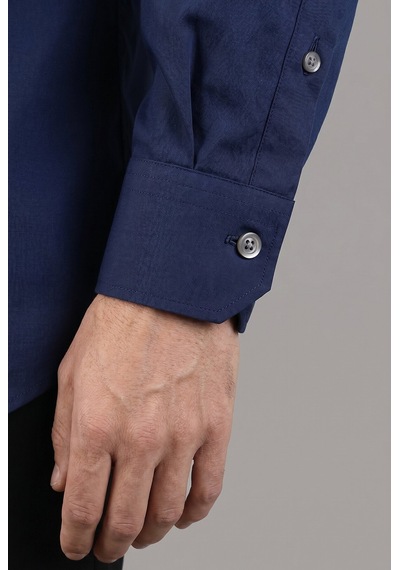 Bisse Lacivert Regular Fit Pamuk Cepsiz Uzun Paşa Yaka Gömlek Gmkls261089 D39