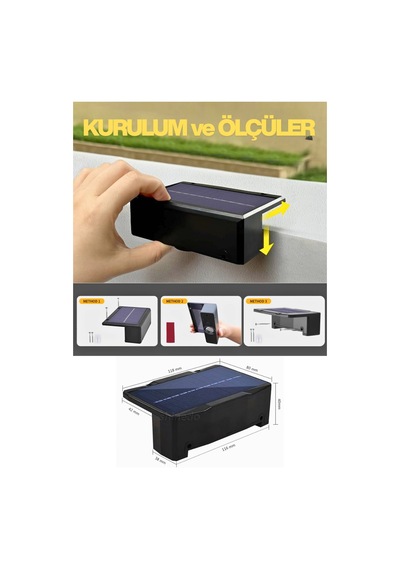 Yeni Model Solar Bahçe Aydınlatması Güneş Enerjili Duvar Lambası Merdiven Veranda Dekoratif Aplik Çok Renkli