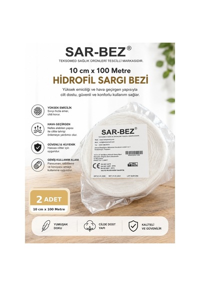 Teksomed Hidrofil Sargı Bezi 10 Cm X 100 Metre 2 Adet