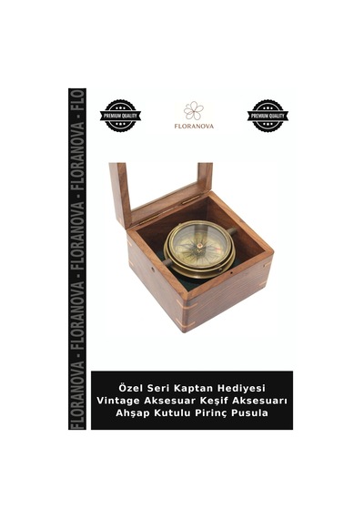 Özel Seri Kaptan Hediyesi Vintage Aksesuar Keşif Aksesuarı Ahşap Kutulu Pirinç Pusula