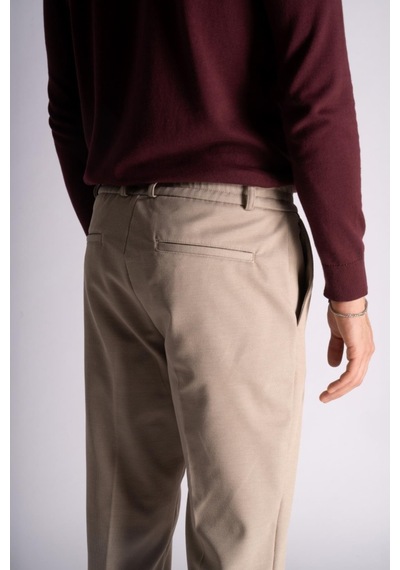Beli Yarım Lastikli Slim Fit Chino Crop Pantalon Bej Bej