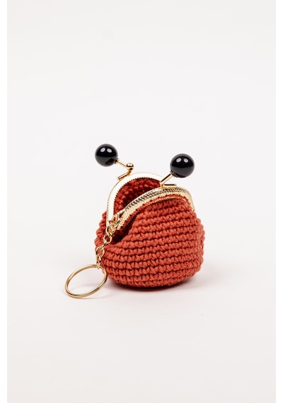 Fabric Craft Bag Mini Bozuk Para Cüzdanı Anahtarlık Klipsli Kiremit - Altın