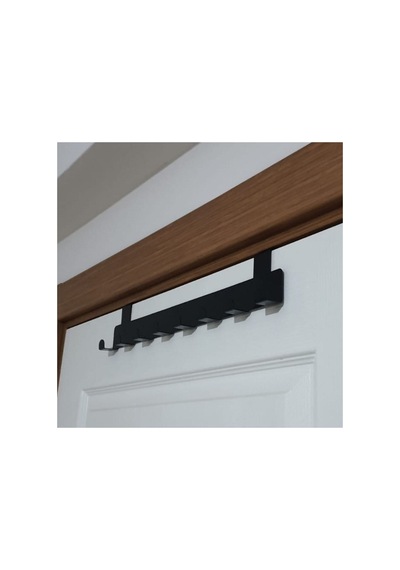 Askılık - Siyah Metal Kapı Arkası Askılık Organizer Mutfak Banyo Askılık Siyah - 927631629 Siyah