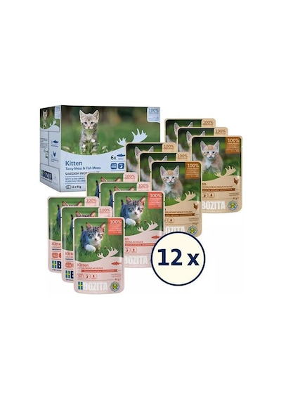 Bozita Yavru Kedi İçin Sos İçinde Balık Ve Tavuk Etli Kedi Konservesi Multibox 12x85 Gr