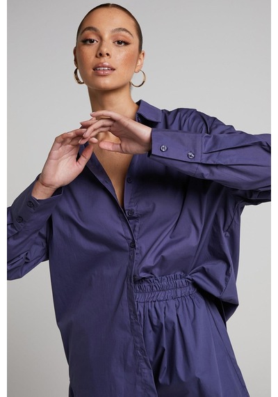 Seeh Mor Oversize Basic Kadın Gömlek Sh268