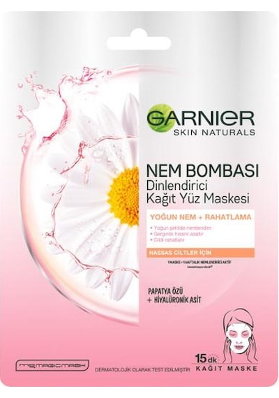 Garnier Nem Bombası Dinlendirici Kağıt Yüz Maskesi