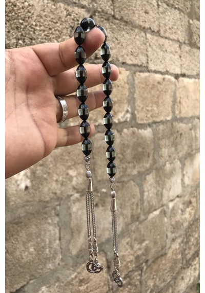 Sürmeli Model Siyah Tonda Toz Kehribar Zaza Tesbih