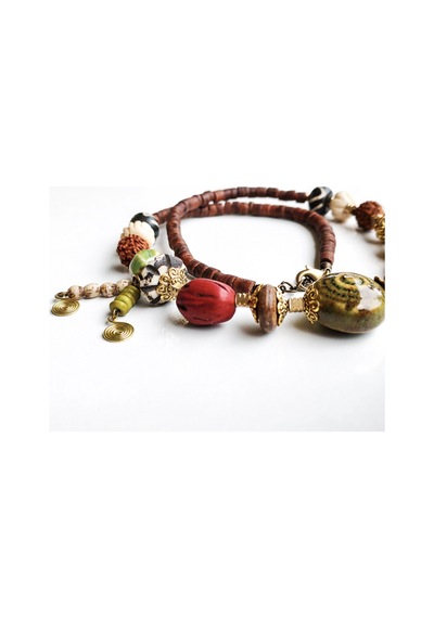 Etnik Ve Dokulu Tasarımlı Sanatsal Kolye Çok Renkli