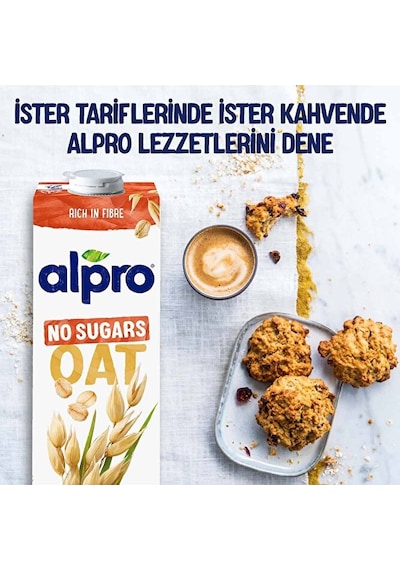 Alpro Şekersiz Yulaf Sütü 4x1 L Vegan Laktozsuz Bitkisel Bazlı