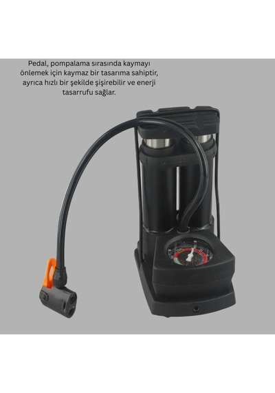 Basınç Göstergeli Ayak Pompası Lastik Ve Şişme Ürünler İçin Çoklu Supap Aparatlı