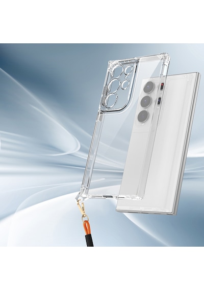 Samsung Uyumlu Galaxy S25 Ultra Kılıf Airbagli Takılabilir Askı Aparatlı Şeffaf Silikon Kapak