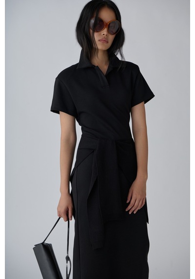 Suud Collection Siyah Raine Polo Yaka Elbise