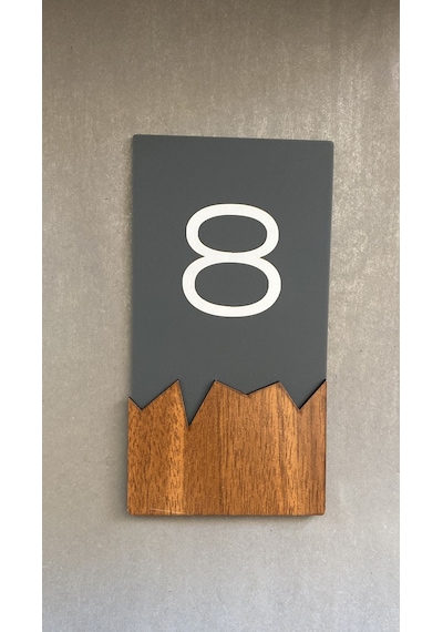 Wooden Serisi Dikey Kapı Numarası