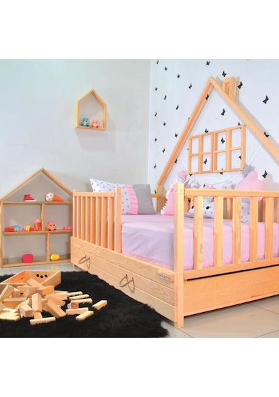 Markaawm Markaawm Montessori Çocuk Yatak Çekmeceli 90X190 Karyola Yağmur Akçaağaç