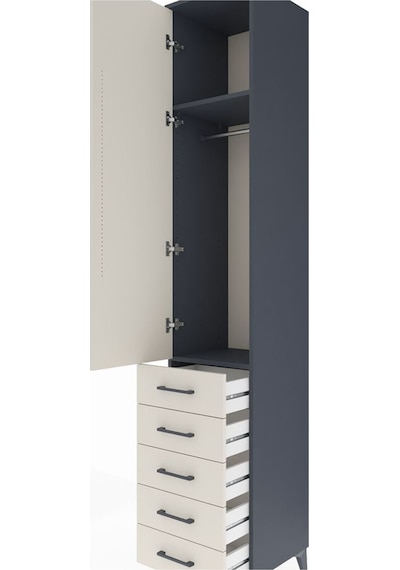 Hyperion Dolap 2 Raflı 5 Çekmeceli Tek Askılı 44x44x243 Antra... Antrasit