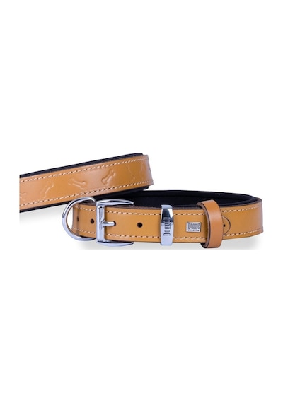 Doggie Deri Kemik Desenli Boyun Tasması M 3x42-50 CM Camel Kahverengi